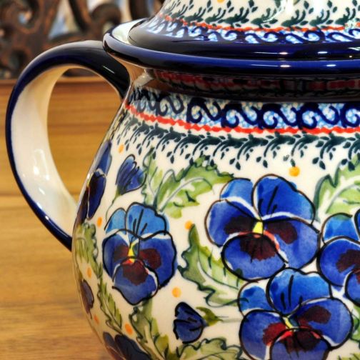 Bunzlau Keramik Teekanne 1,7 Liter Blumen Künstler Dekor 277AR