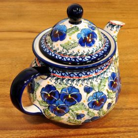 Bunzlau Polish pottery teapot 1,7 liter flowers artist decor 277AR