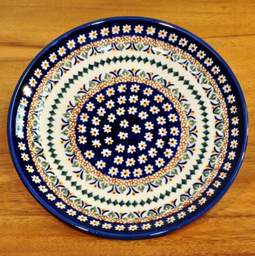 Bunzlau Keramik Frühstücksteller 19,5x2,4cm Kunst-Dekor Unterseite 104AR