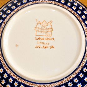 Bunzlau Keramik Frühstücksteller 19,5x2,4cm Kunst-Dekor Unterseite 104AR