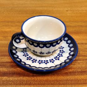 Bunzlau Keramik Kaffeetasse mit Untertasse 0,22 Liter Dekor 166A