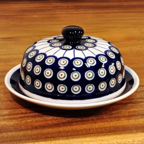 Bunzlau ceramic round big butter dish 19,8cm Dekor 8
