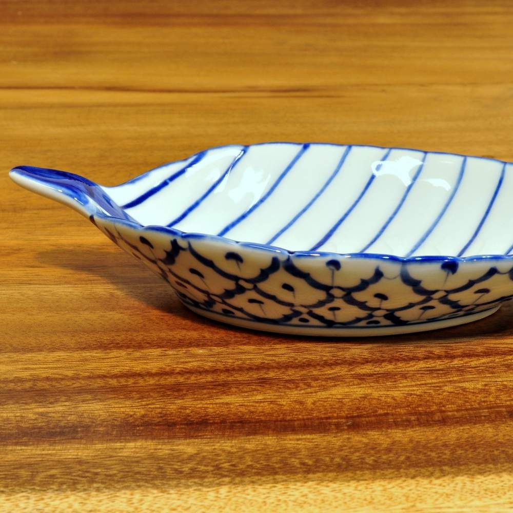 Thai ceramic blue duck shaped serving platter
