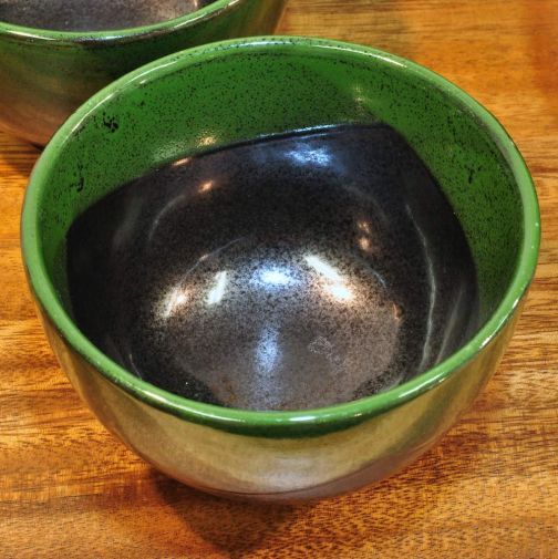 Keramik Müsli Schale 6 Stück Set Schwarz Grün matt