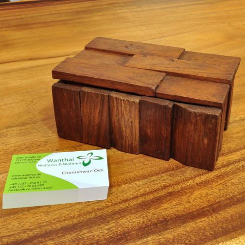 Business cards box solid box stand teak