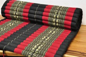 Thai yoga mat to roll black-red elephants 200x106cm