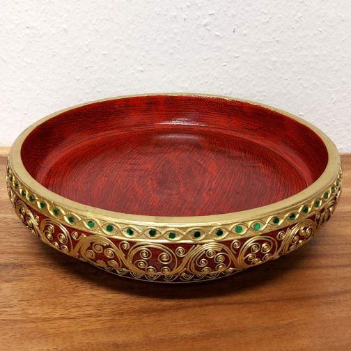 Solid Wood Key Tray Decorated Round 35x9cm