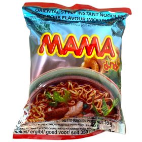Mama Instantnudelsuppe 1 Karton Schwein Moo Nam Tok scharf