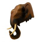 Wandbild Elefant Kopf Holz Thailand 45cm Braun