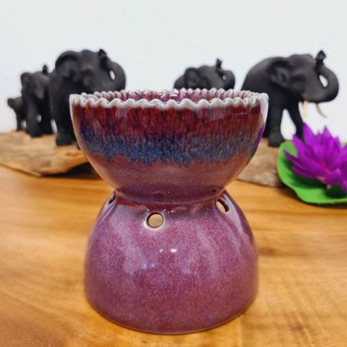 Große Duftöl Lampe Massageöl Wärmer Keramik violett