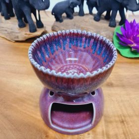 Große Duftöl Lampe Massageöl Wärmer Keramik violett