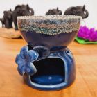 Große Duftöl Lampe Massageöl Wärmer Keramik blau