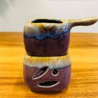Große Duftöl Lampe Massageöl Wärmer Keramik violett 2-teilig