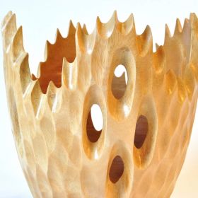 Vase Lampe Mangoholz Design echter Blickfang 18x18cm