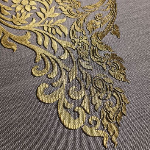 Tischläufer Stoff mit Quasten grau gold 48x190cm Elefant