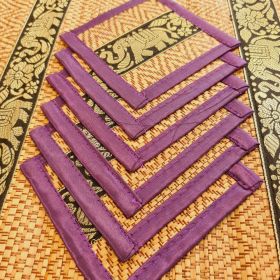 Placemat raffia fabric 35x27cm 12-pcs purple