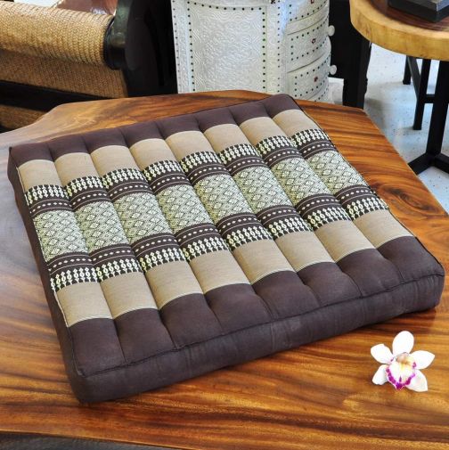 Thai kapok seat cushion meditation flowers brown 50cm