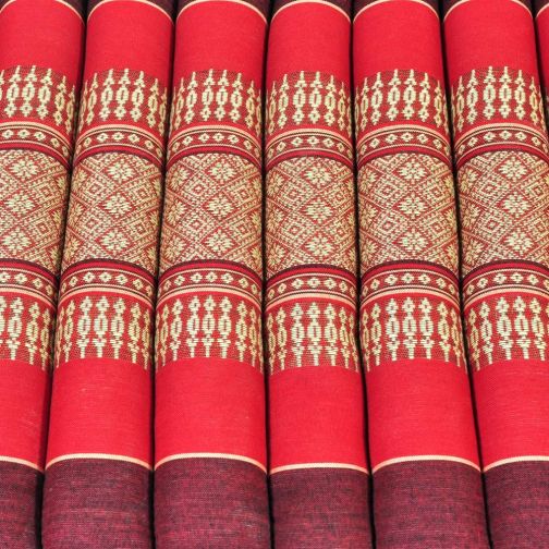Thai seat cushion mat flowers red 35x35x4cm