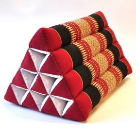 Pillow Thai triangle cushion flowers red-black 50x35x30cm