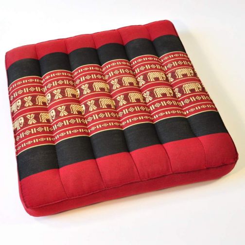 Pillow Thai seat cushion elephants red-black 36x36x6cm