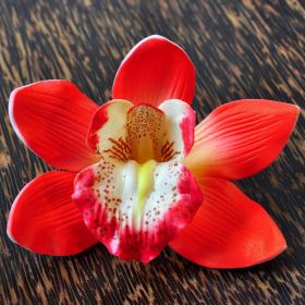 Blüte Kunstblume Orchidee in herrlichem Rot - wie echt